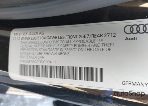 2013 Audi A6 2.0T Premium from USA, damaged, VIN WAUGFAFC4DN090411